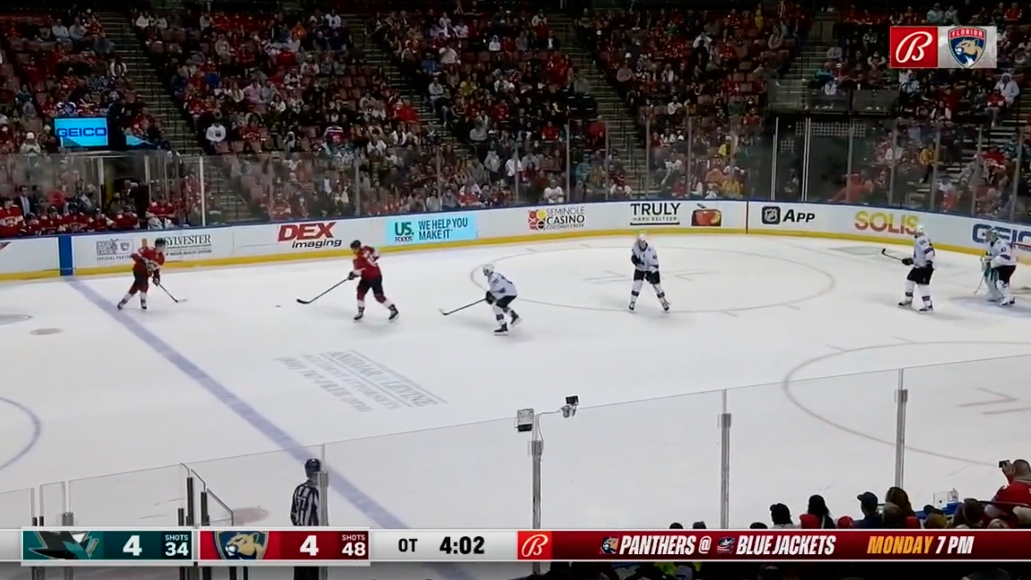 Barkov with Unselfish Change in OT